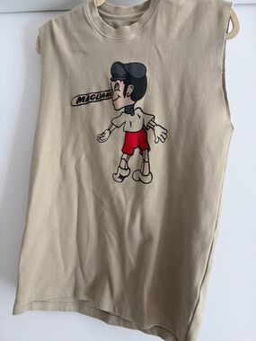 Magliano Beige Graphic Muscle Tank with Cartoon Print XL Slim Fit
